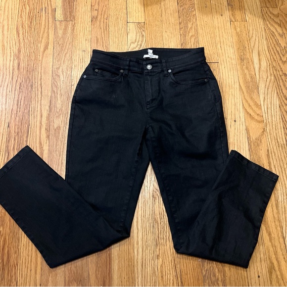 Eileen Fisher Denim - Eileen Fisher Skinny Jeans Organic Cotton Black Coated Size 2 Straight Leg